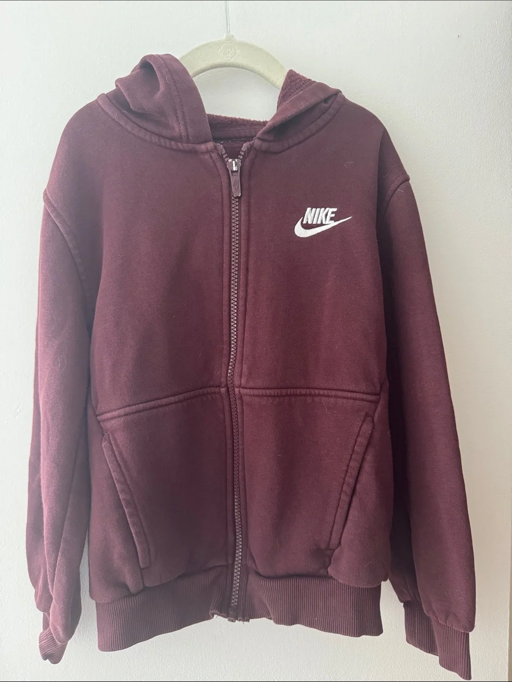 Nike Kids Maroon Zip-Up Hooded Sweatshirt